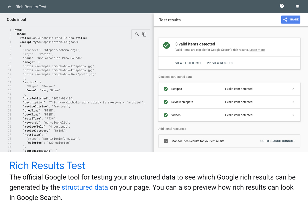 google structured data test tool